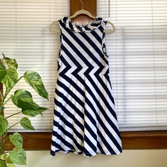INC International Concepts Size Large Sleeveless Dress Nautical Striped Ruffle - Picture 5 of 6